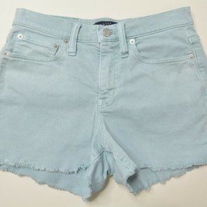 J.CREW MERCANTILE Sz‎ 25 Womens Juniors LIGHT GREEN Cut Off STRETCH DENIM SHORTS
